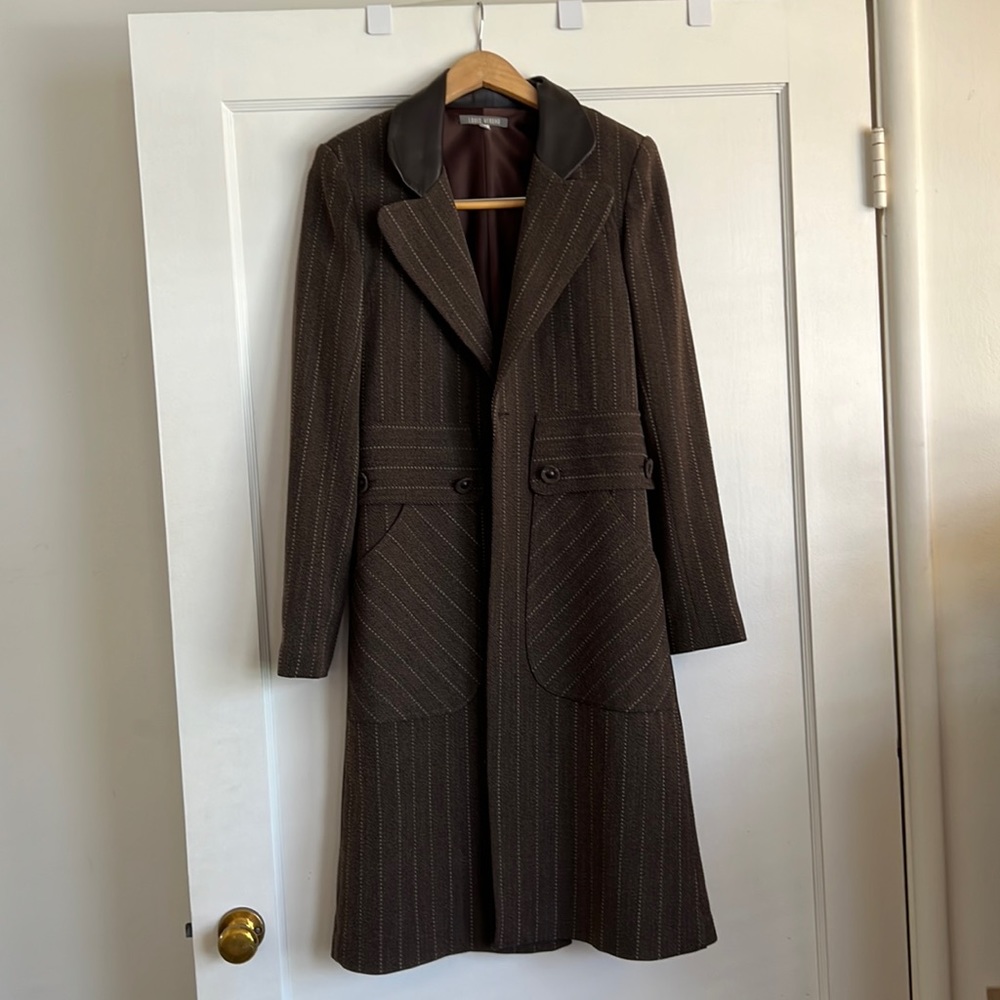 Louis Verdad Pinstripe suit trench coat